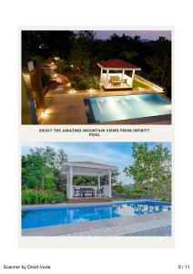 two pictures of a swimming pool and a gazebo at The Lilly Pad in Nashik