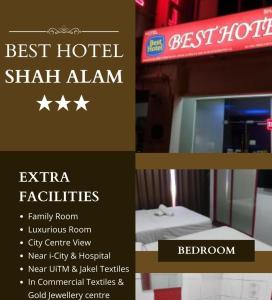 a collage of pictures of a hotel room with a bed at Best Hotel Shah Alam @ UITM, i-City & Hospital in Shah Alam