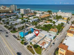 an aerial view of a city with a street and the ocean at Lovely 1 Bedroom Walking Distance To Ocean - Suite 1 in Hollywood