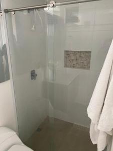 a shower with a glass door in a bathroom at APARTAMENTO TIZIANI MANIZALES in Manizales