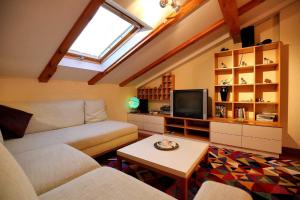 TV a/nebo společenská místnost v ubytování 5* Seaview Villa Clara for 12+ guests, Kožino