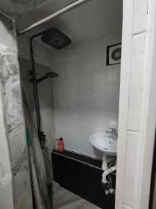 a bathroom with a shower and a sink at Balti house in Bălţi