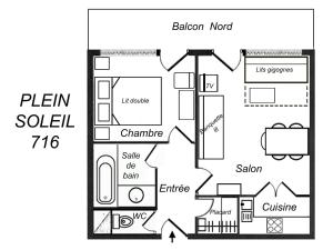 Appartement Méribel, 2 pièces, 5 personnes - FR-1-182-15の見取り図または間取り図