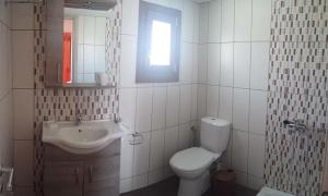 a bathroom with a toilet and a sink at Marianthi Studios in Áno Meriá