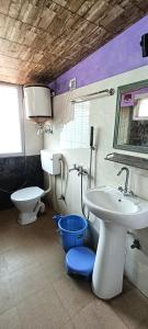 a bathroom with a sink and a toilet at Sukoon- A Lake view BnB by Boho in Nainital