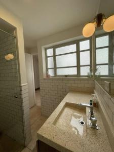 Un baño grande con lavabo y ducha. en AmazINN Places Casa Bandera II, en Panamá