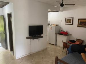 Televiisor ja/või meelelahutuskeskus majutusasutuses Rio Natureza apart 114