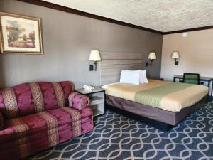Habitación de hotel con cama y sofá en Executive inn, en Oklahoma City