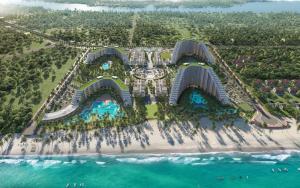an aerial view of a resort on the beach at Arena in Dien Khanh