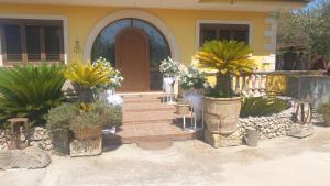 a bunch of potted plants in front of a house at Villa Sargheruoli in Monteroni di Lecce