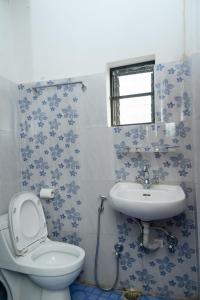 a bathroom with a toilet and a sink at Hotel Admire Pokhara Pvt. Ltd. in Pokhara
