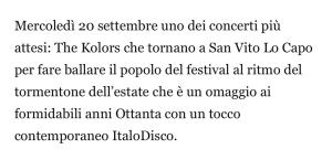 a line of text with the words macdonald september two dot concert at Maison Sea in San Vito lo Capo