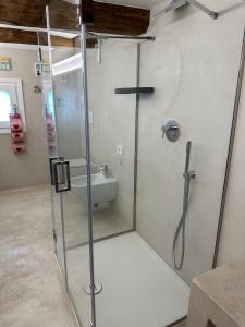 a bathroom with a shower and a sink at Dal Console - Piazza Bellini - Napoli in Naples