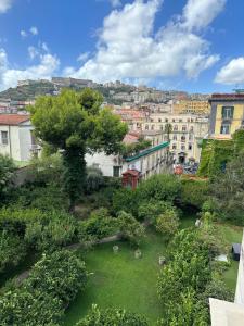 Blick auf eine Stadt mit einem Grasfeld in der Unterkunft Dal Console - Piazza Bellini - Napoli in Neapel