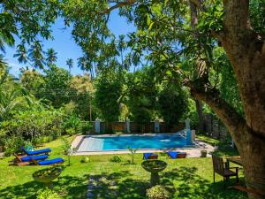 a swimming pool in a yard with a tree at Villa Lyvie ayurvedic hotel in Tangalle