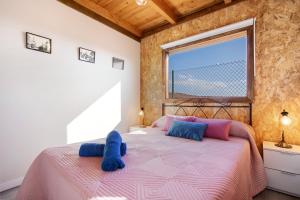 1 dormitorio con 1 cama y ventana grande en Casa Barranco de la Sal, en Puerto del Rosario