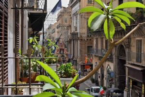 iFlat Palazzo Ragusi في باليرمو: شارع فيه مباني ونباتات في مدينه