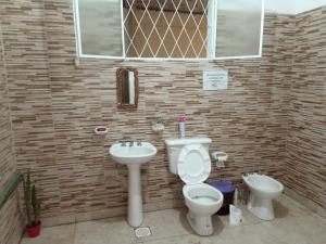 een badkamer met een toilet en een wastafel bij el mistol in San Miguel de Tucumán