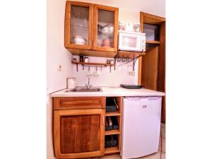 a small kitchen with a sink and a microwave at Apartma Stanka in Bistrica ob Sotli +16 photos