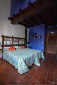 a bedroom with a bed in a blue room at Casa rural la parda in Triollo