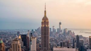 a view of the empire state building from the top of the building at Cosy Studio Close to Times Square NYC in New York