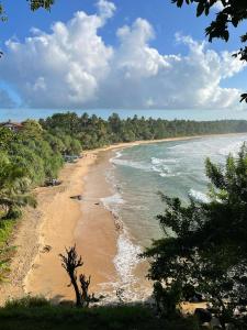 a view of a beach with trees and the ocean at Talalla Wonder View in Talalla