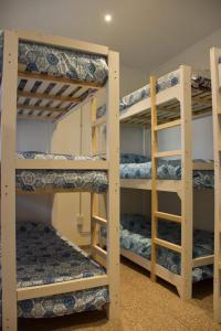 a room with three bunk beds in a room at Hostel San Rafael - Bed & Breakfast in San Rafael