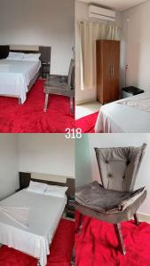 Llit o llits en una habitació de HOTEL E RESTAURANTE LIMA