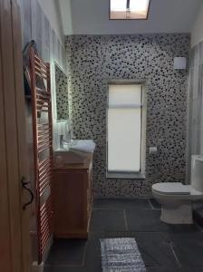 baño con aseo y ventana en The Stables in St Ives, en St Ives