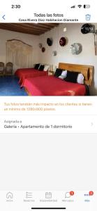 a page of a bedroom with a bed with a red blanket at Casa Rivera Díaz Habitacion Diamante in Parras de la Fuente
