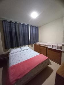 a small bedroom with a bed and a window at Hostel Trilhas e Rotas - a 150m da Avenida Paulista in Sao Paulo