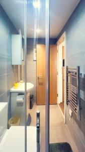 a bathroom with a toilet and a sink at Ws Apartments - Luxury 1 bed in Watford Central in Watford