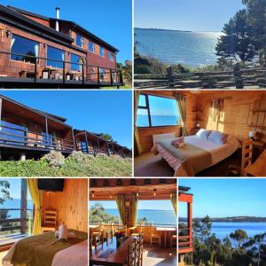 a collage of four pictures of a house at Hotel y Cabañas Terrazas Vista al Mar hct in Ancud
