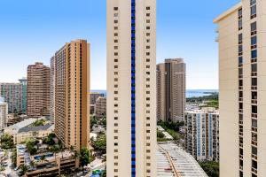 an aerial view of a city with tall buildings at Allure Waikiki 2311 - 30 Night Minimum in Honolulu