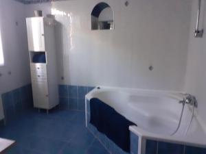 a bathroom with a bath tub and a sink at La maison d'Augusta in Saint-Martin-de-Coux
