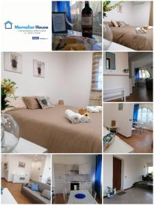 eine Collage mit Fotos von einem Schlafzimmer und einem Zimmer in der Unterkunft Momaliar House in Campofelice di Roccella