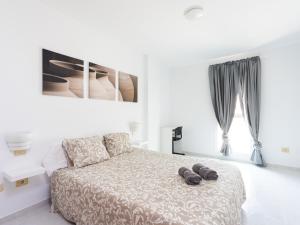 a bedroom with a bed with two shoes on it at Live Medano Mirazul in El Médano
