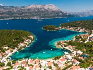 an aerial view of the island of šibenik at Stone House Harmony in Korčula