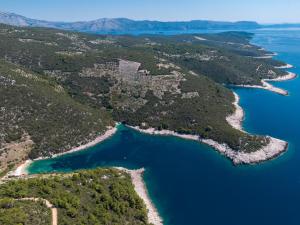 an aerial view of a group of islands and water at Stone House Harmony in Korčula