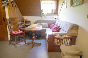 a living room with a couch and a table at Pension Sport Ostružná in Ostružná