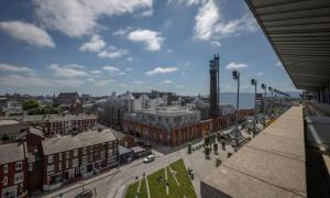 a view of a city from a building at Maldron Hotel Smithfield Dublin City in Dublin