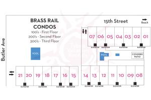 Apgyvendinimo įstaigos Brass Rail 303 aukšto planas