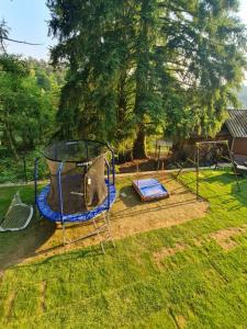 an aerial view of a playground in a yard at Bohemian Paradise near Prague with Wellness in Řehenice