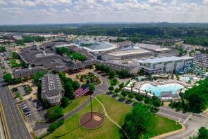 an aerial view of a city with a resort at Hyatt Place Nashville Opryland in Nashville