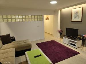 - un salon avec un canapé et une télévision dans l'établissement Big and new apartment in Şişli near Taksim Nişantaşı, à Istanbul