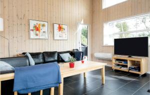 ロンストラップにあるStunning Home In Hjrring With 4 Bedrooms, Sauna And Wifiのリビングルーム(ソファ、テレビ付)