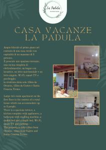 eine Broschüre einer Villa in la palma in der Unterkunft La Padula - Salento in Giuggianello