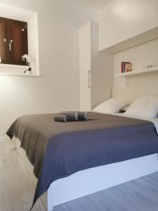 a bedroom with a large bed with a light on it at Da Roxy in Casale Litta