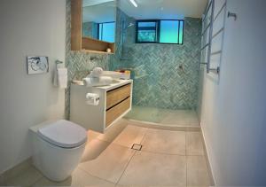 Airlie Beach的住宿－Whitsunday Dreams，一间带卫生间和水槽的浴室