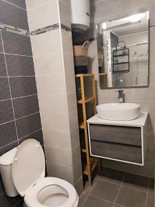 a bathroom with a toilet and a sink at Appartement Clos du bois in Fort-de-France